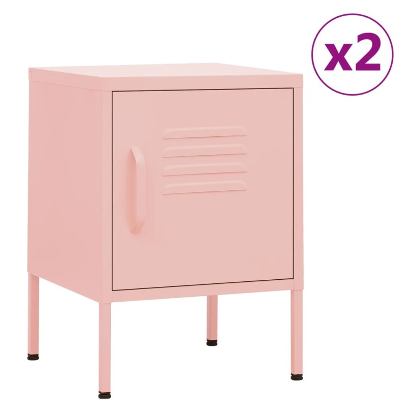 vidaXL Mesitas de noche 2 uds rosa acero 35x35x51 cm