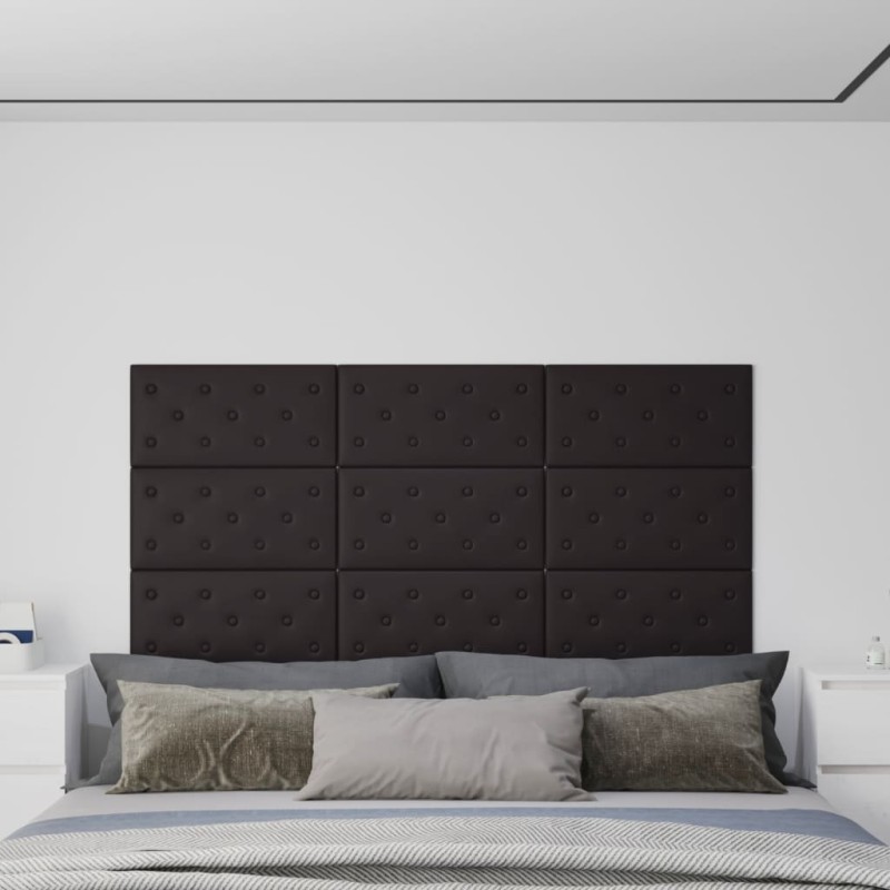 vidaXL Paneles de pared 12 uds cuero sintético negro 60x30 cm 2,16 m² vidaXL Paneles de pared 12 uds cuero sintético negro 60x30 cm 2,16 m²