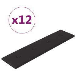 vidaXL Paneles de pared 12 uds cuero sintético negro 60x15 cm 1,08 m²