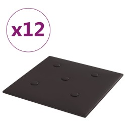 vidaXL Paneles de pared 12 uds cuero sintético negro 30x30 cm 1,08 m²