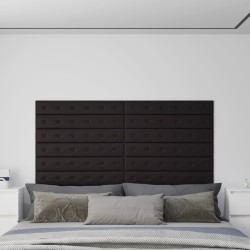 vidaXL Paneles de pared 12 uds cuero sintético negro 90x15 cm 1,62 m²