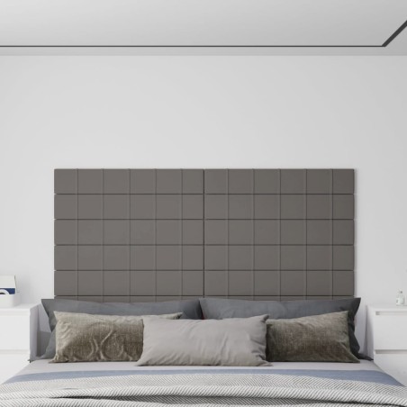 vidaXL Paneles de pared 12 uds tela gris claro 90x15 cm 1,62 m²