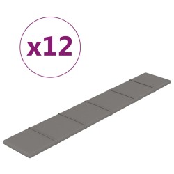 vidaXL Paneles de pared 12 uds tela gris claro 90x15 cm 1,62 m²