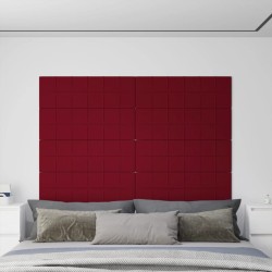 vidaXL Paneles de pared 12 uds terciopelo rojo tinto 90x30 cm 3,24 m²