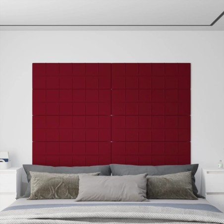 vidaXL Paneles de pared 12 uds terciopelo rojo tinto 90x30 cm 3,24 m²