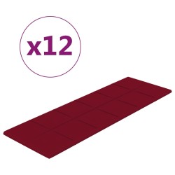 vidaXL Paneles de pared 12 uds terciopelo rojo tinto 90x30 cm 3,24 m²