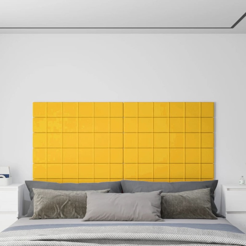 vidaXL Paneles de pared 12 uds terciopelo amarillo 90x15 cm 1,62 m² vidaXL Paneles de pared 12 uds terciopelo amarillo 90x15 cm 1,62 m²