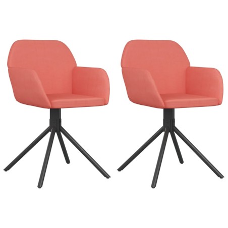 vidaXL Sillas de comedor giratorias 2 unidades terciopelo rosa