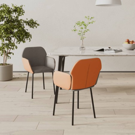 vidaXL Sillas de comedor 2 unidades cuero sintético y tela gris oscuro
