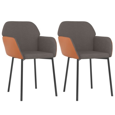 vidaXL Sillas de comedor 2 unidades cuero sintético y tela gris oscuro
