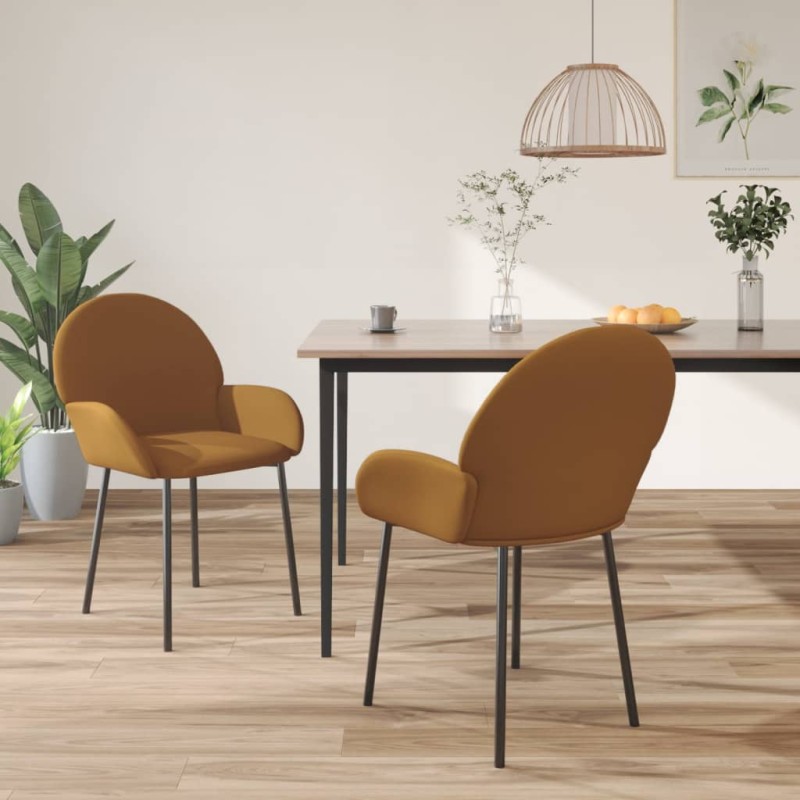 vidaXL Sillas de comedor 2 unidades terciopelo marrón vidaXL Sillas de comedor 2 unidades terciopelo marrón