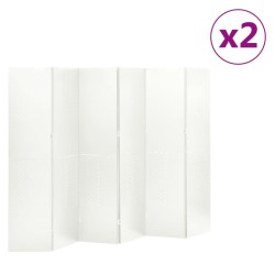 vidaXL Biombos divisores de 6 paneles 2 uds blanco acero 240x180 cm