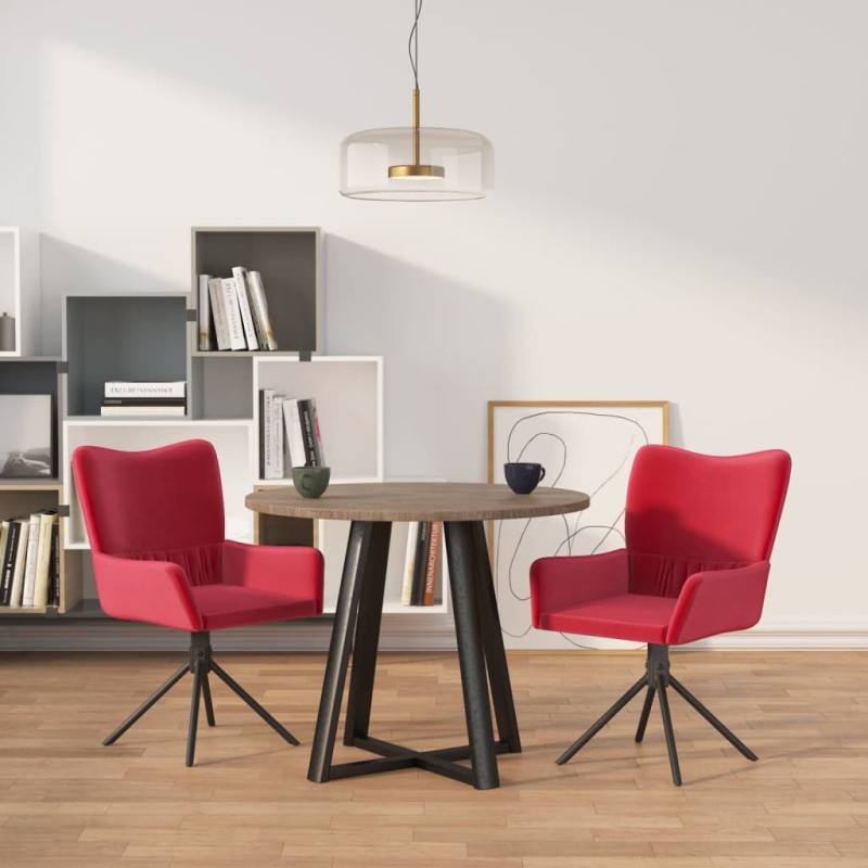 vidaXL Sillas de comedor giratorias 2 unidades terciopelo rojo tinto vidaXL Sillas de comedor giratorias 2 unidades terciopelo rojo tinto