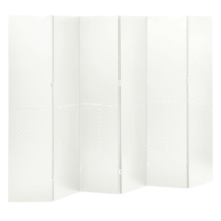 vidaXL Biombos divisores de 6 paneles 2 uds blanco acero 240x180 cm