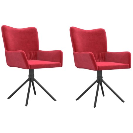 vidaXL Sillas de comedor giratorias 2 unidades terciopelo rojo tinto