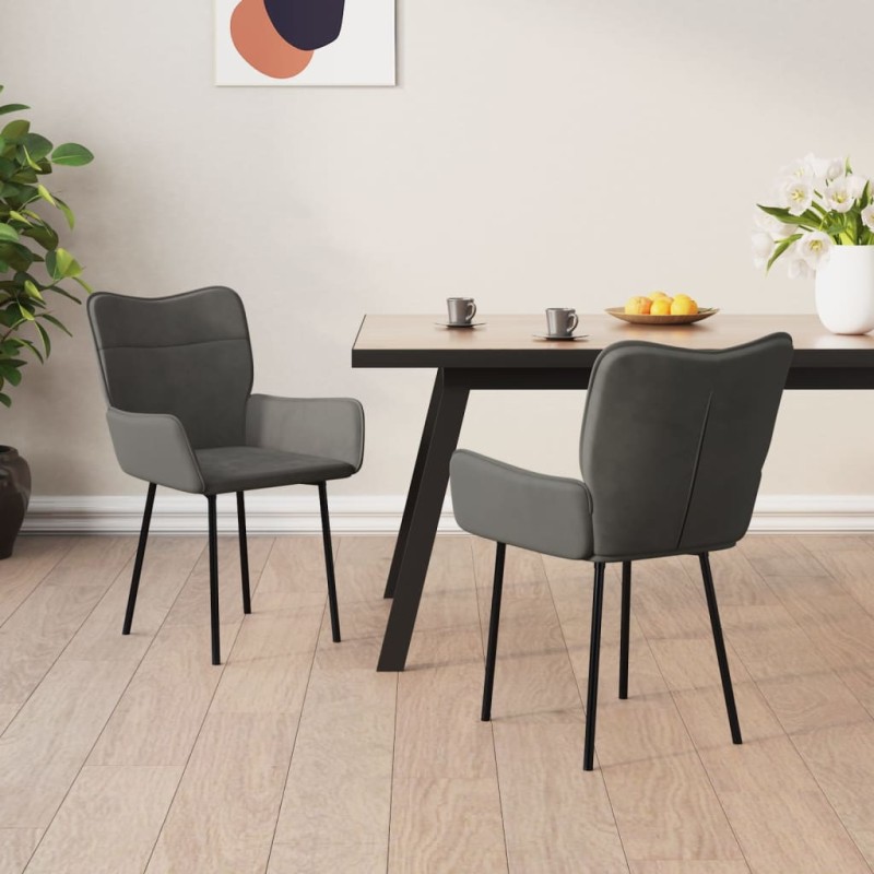 vidaXL Sillas de comedor 2 unidades terciopelo gris oscuro vidaXL Sillas de comedor 2 unidades terciopelo gris oscuro