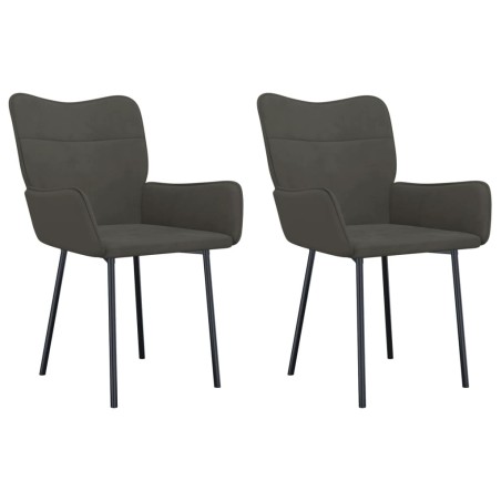 vidaXL Sillas de comedor 2 unidades terciopelo gris oscuro