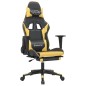 vidaXL Silla gaming masaje y reposapiés cuero sintético negro dorado vidaXL Silla gaming masaje y reposapiés cuero sintético negro dorado