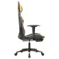 vidaXL Silla gaming masaje y reposapiés cuero sintético negro dorado vidaXL Silla gaming masaje y reposapiés cuero sintético negro dorado