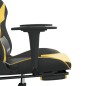 vidaXL Silla gaming masaje y reposapiés cuero sintético negro dorado vidaXL Silla gaming masaje y reposapiés cuero sintético negro dorado