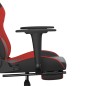 vidaXL Silla gaming de masaje y reposapiés cuero sintético negro rojo vidaXL Silla gaming de masaje y reposapiés cuero sintético negro rojo