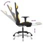 vidaXL Silla gaming de masaje con reposapiés tela negro y amarillo vidaXL Silla gaming de masaje con reposapiés tela negro y amarillo