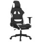 vidaXL Silla gaming de masaje con reposapiés tela negro y blanco vidaXL Silla gaming de masaje con reposapiés tela negro y blanco