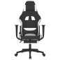 vidaXL Silla gaming de masaje con reposapiés tela negro y blanco vidaXL Silla gaming de masaje con reposapiés tela negro y blanco