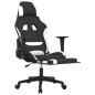 vidaXL Silla gaming de masaje con reposapiés tela negro y blanco vidaXL Silla gaming de masaje con reposapiés tela negro y blanco