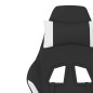 vidaXL Silla gaming de masaje con reposapiés tela negro y blanco vidaXL Silla gaming de masaje con reposapiés tela negro y blanco