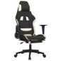 vidaXL Silla gaming de masaje con reposapiés tela negro y crema vidaXL Silla gaming de masaje con reposapiés tela negro y crema