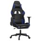 vidaXL Silla gaming de masaje y reposapiés cuero sintético negro azul vidaXL Silla gaming de masaje y reposapiés cuero sintético negro azul
