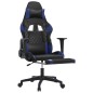 vidaXL Silla gaming de masaje y reposapiés cuero sintético negro azul vidaXL Silla gaming de masaje y reposapiés cuero sintético negro azul