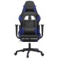 vidaXL Silla gaming de masaje y reposapiés cuero sintético negro azul vidaXL Silla gaming de masaje y reposapiés cuero sintético negro azul