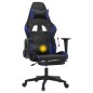 vidaXL Silla gaming de masaje y reposapiés cuero sintético negro azul vidaXL Silla gaming de masaje y reposapiés cuero sintético negro azul