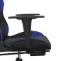 vidaXL Silla gaming de masaje y reposapiés cuero sintético negro azul vidaXL Silla gaming de masaje y reposapiés cuero sintético negro azul