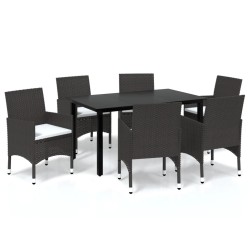 vidaXL Set muebles de jardín con cojines 7 pzas ratán sintético marrón