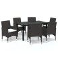 vidaXL Set muebles de jardín con cojines 7 pzas ratán sintético marrón