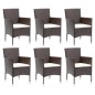 vidaXL Set muebles de jardín con cojines 7 pzas ratán sintético marrón
