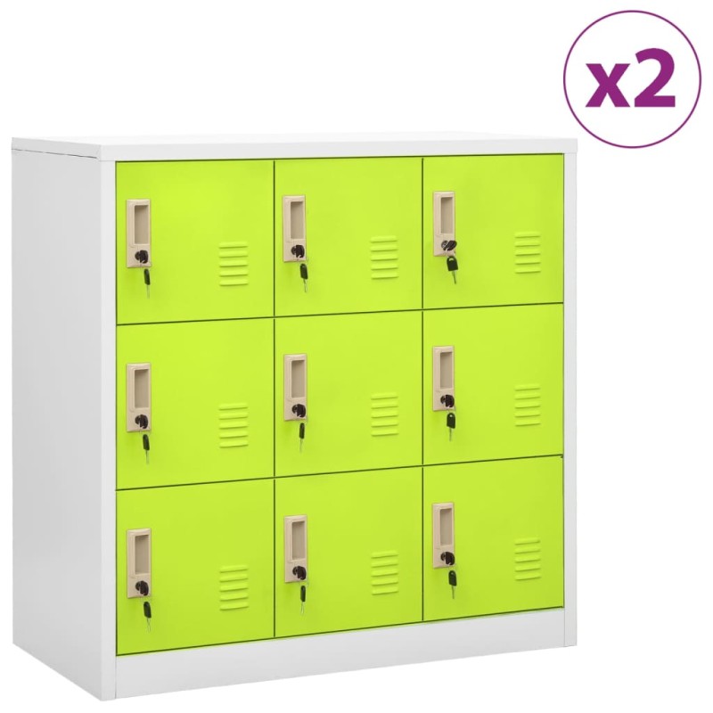 vidaXL Armarios taquilla 2 uds de acero gris y verde 90x45x92,5 cm vidaXL Armarios taquilla 2 uds de acero gris y verde 90x45x92,5 cm