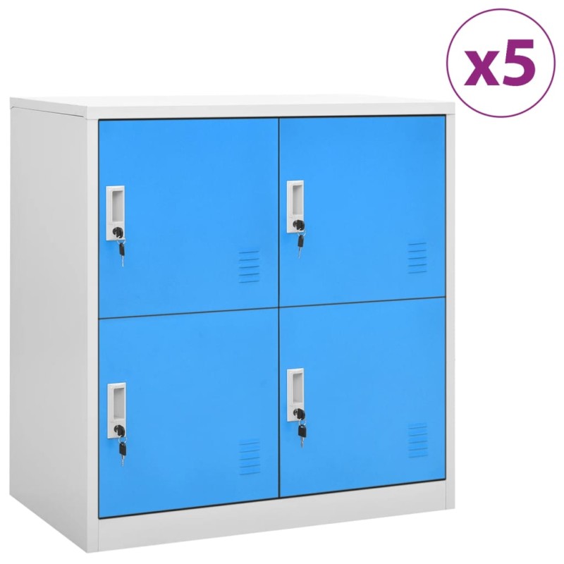 vidaXL Armarios taquilla 5 uds acero gris claro y azul 90x45x92,5 cm vidaXL Armarios taquilla 5 uds acero gris claro y azul 90x45x92,5 cm