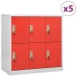 vidaXL Armarios taquilla 5 uds de acero gris y rojo 90x45x92,5 cm vidaXL Armarios taquilla 5 uds de acero gris y rojo 90x45x92,5 cm