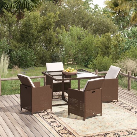 vidaXL Juego comedor jardín 5 pzas con cojines ratán sintético marrón