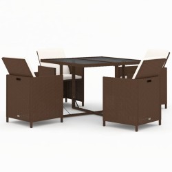 vidaXL Juego comedor jardín 5 pzas con cojines ratán sintético marrón