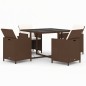 vidaXL Juego comedor jardín 5 pzas con cojines ratán sintético marrón vidaXL Juego comedor jardín 5 pzas con cojines ratán sintético marrón