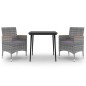 vidaXL Set comedor de jardín 3 pzas y cojines ratán sintético y vidrio vidaXL Set comedor de jardín 3 pzas y cojines ratán sintético y vidrio