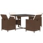 vidaXL Juego comedor jardín 5 pzas con cojines ratán sintético marrón vidaXL Juego comedor jardín 5 pzas con cojines ratán sintético marrón