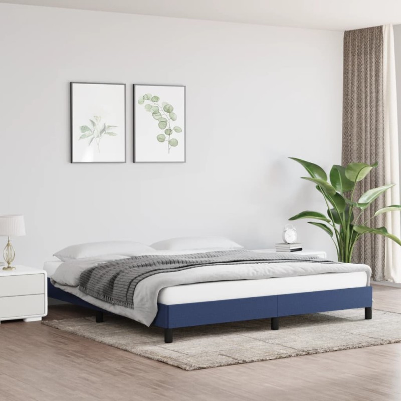 vidaXL Estructura de cama de tela azul 160x200 cm vidaXL Estructura de cama de tela azul 160x200 cm