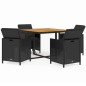 vidaXL Juego comedor jardín 5 pzas con cojines ratán sintético negro vidaXL Juego comedor jardín 5 pzas con cojines ratán sintético negro