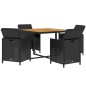 vidaXL Juego comedor jardín 5 pzas con cojines ratán sintético negro vidaXL Juego comedor jardín 5 pzas con cojines ratán sintético negro